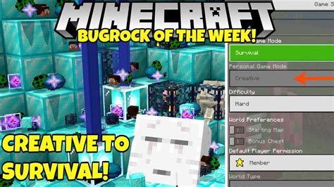 Bugrock Of The Week 20 Creative Mode In Survival Worlds Minecraft