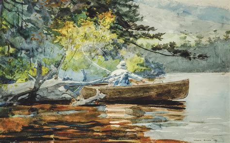 Winslow Homer A Good One Adirondacks 1889 Categorywatercolor