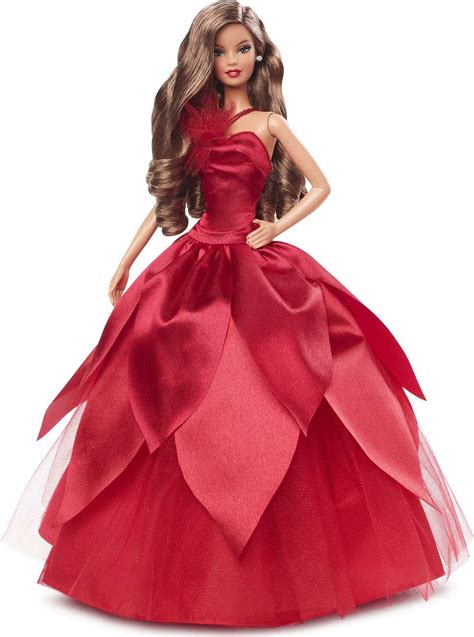 Buy Barbie Signature 2022 Holiday Barbie Doll Light Brown Wavy Hair With Doll Stand