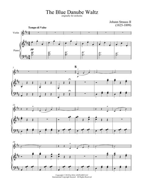 Johann Strauss Ii The Beautiful Blue Danube Op 314 Sheet Music