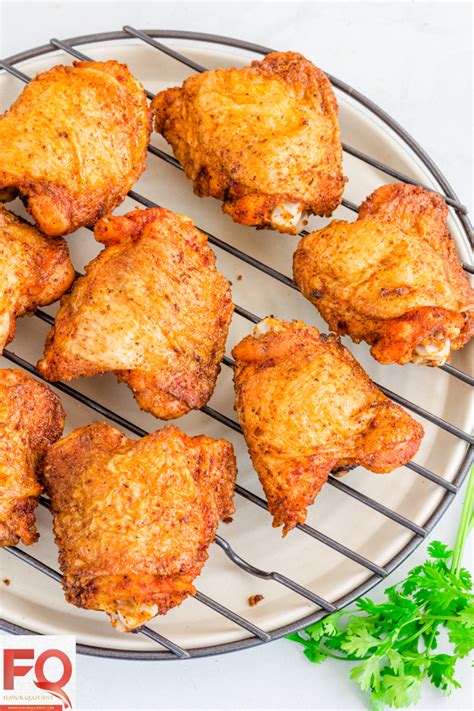 While i cook my chicken breast to 165°f, there is way too much fibrous tissue in thighs. Super Crispy Oven Fried Chicken Thighs | Flavor Quotient