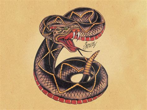 It's a beautiful and original way of showing your passion for the anchor. Sailor Jerry Snake Tattoo Design