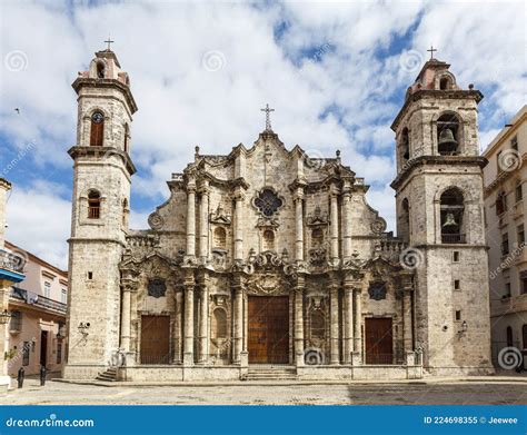 Facade Of The Havana Cathedral In Old Havana Cuba Stock Image Image