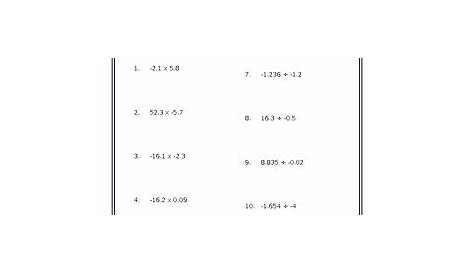 Multiplying Decimals Worksheets With Answers