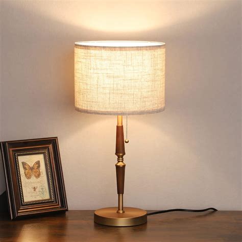 Edishine Modern Table Lamp Bedside Lamp With Pull Chain Switch Mid