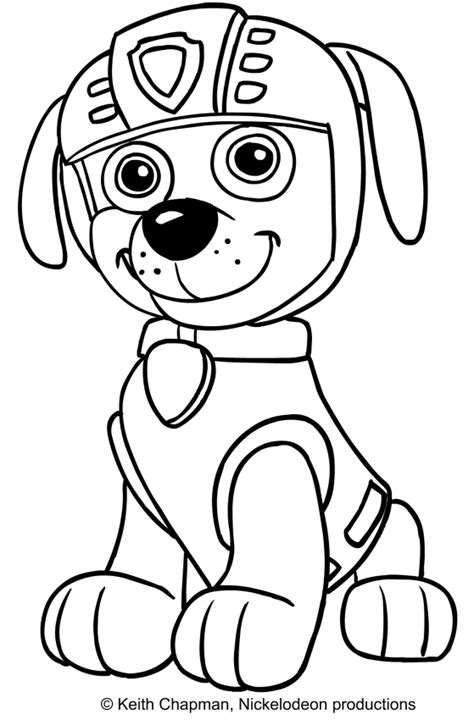 Zuma (Paw Patrol) coloring page sitting and happy