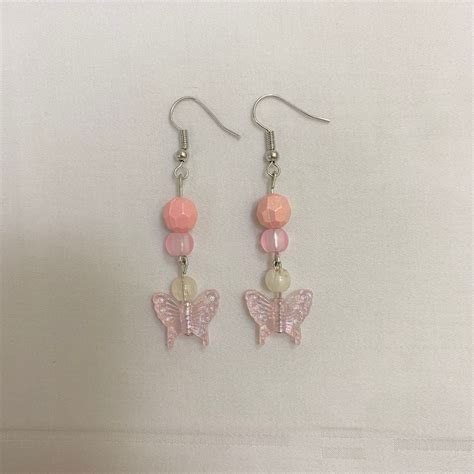 Pink Handmade Butterfly Earring Butterfly Earrings Drop Earrings