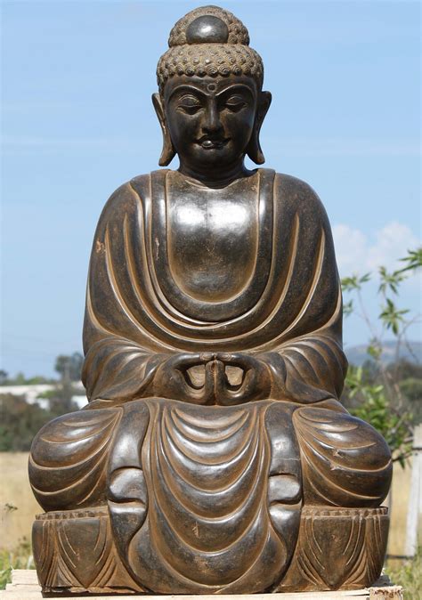 Stone Meditating Japanese Buddha Statue 43 96ls330 Hindu Gods