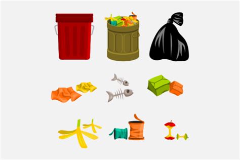 Trash Cans And Garbage Set Illustration Graphic By Faqeeh Creative