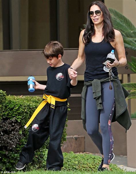 Erica Packer Shows Off Slender Figure In Exercise Attire As She Steps Out With Son Jackson