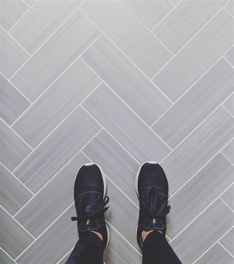 Gray Herringbone Floor Tile Bathroom Floor Idea With Grays And