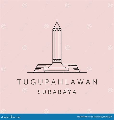 Tugu Pahlawan Surabaya Line Art Logo Vector Symbol Illustration Design