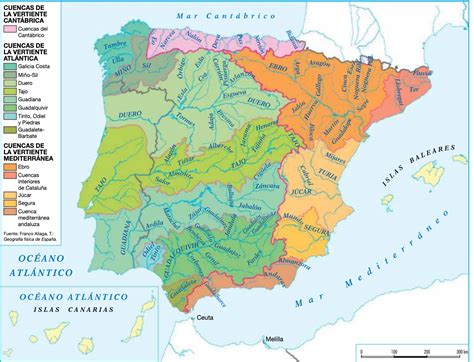 Mapa De Las Vertientes Hidrograficas De Espana Mapa Fisico Images