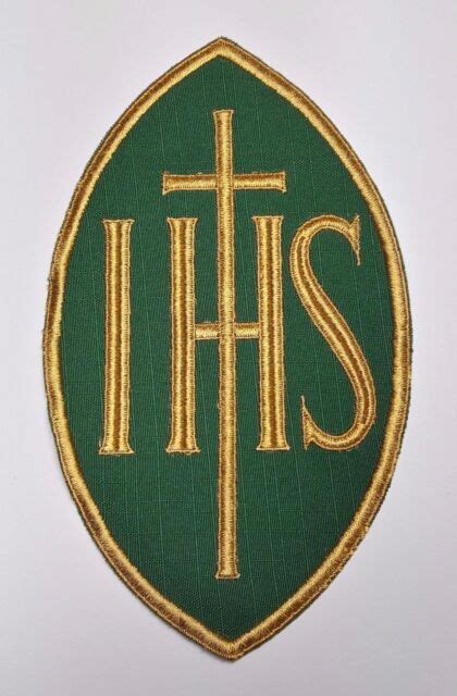 Christogram Ihs Cross Symbol Emblem Gold Embroidered Clergy Vestment