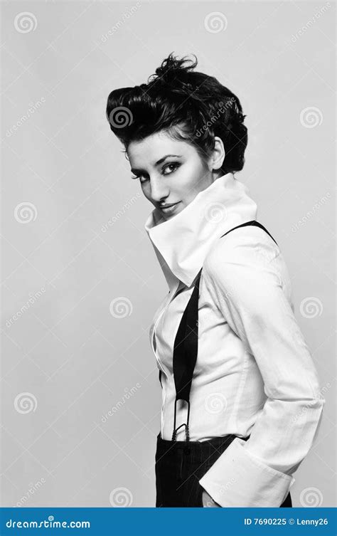 Black And White Fashion Model Stock Image Image Of Studio Girl 7690225