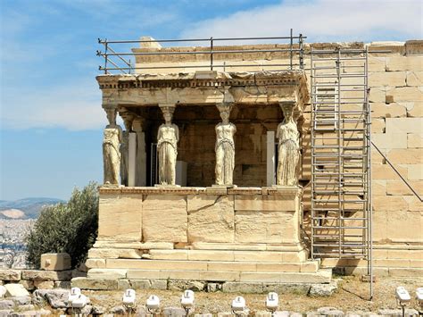 The Porch Of The Caryatids Temple Of Erechtheion Acropolis Of Athens