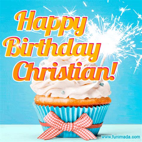 Happy Birthday, Christian! Elegant cupcake with a sparkler. — Download
