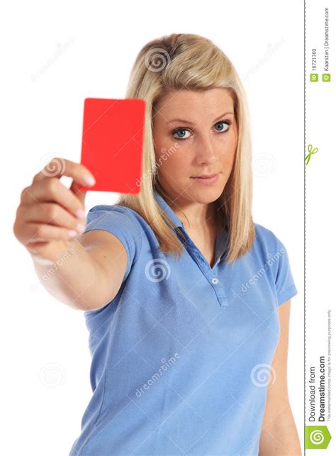 Young Woman Showing A Red Card Stock Photo Image Of Woman