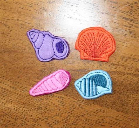 Items Similar To Inthe Hoop Felt Bitsandpieces Sea Shell Set Embroidery