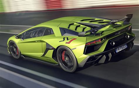 Wallpaper Speed Lamborghini Supercar Rear View 2018 Aventador Svj