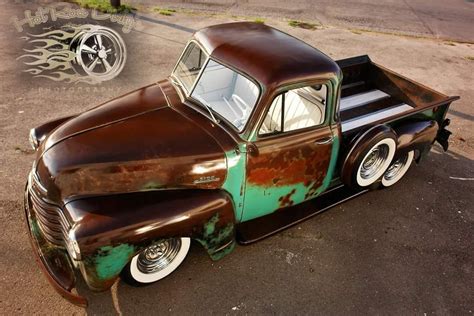 Vintage Chevy Advanced Design Pickup With A Clear Coated Patina Paint