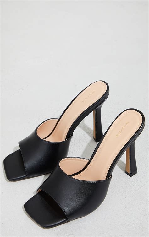 Black Wide Fit Square Toe Mule High Heels Prettylittlething Aus