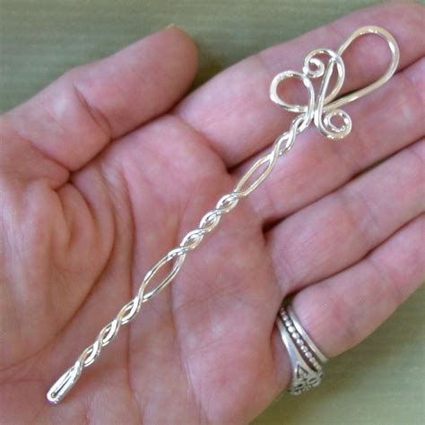 Elegant Twist Sterling Silver Shawl Pin Hair Stick Etsy Wire Work