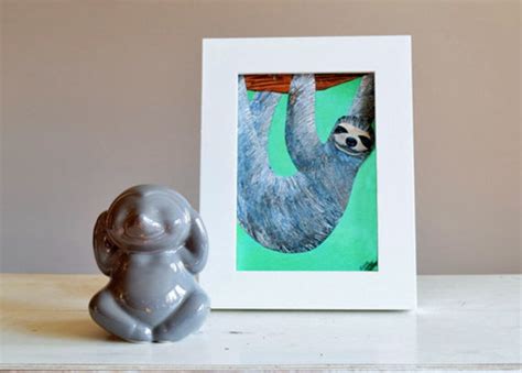 5 X 7 3 Toed Sloth Art Print Giclee Collage Acrylic Etsy