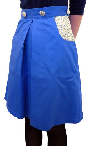 Womens Retro Pleated Skirt Gonsalves And Hall Blue Yellow