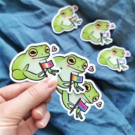 cute rainbow pride flag frog stickers lgbtq pride art etsy