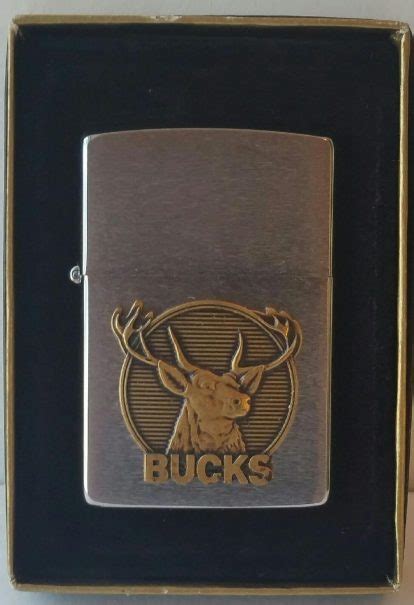 Zippo Buck Lighter Brushed Chrome Raised Bucks Logo Excellent 1991 In
