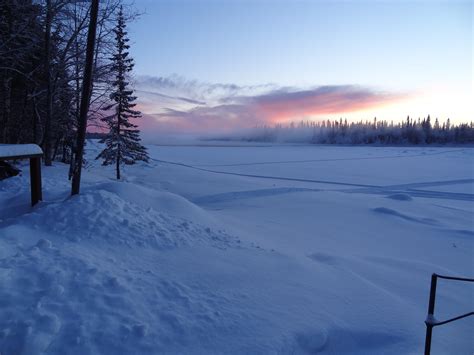 Melted Water Fog On Frozen Lake Lapland Sweden Oc 46083456