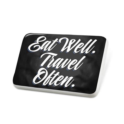 Porcelein Pin Classic Design Eat Well Travel Often Lapel Badge Neonblond