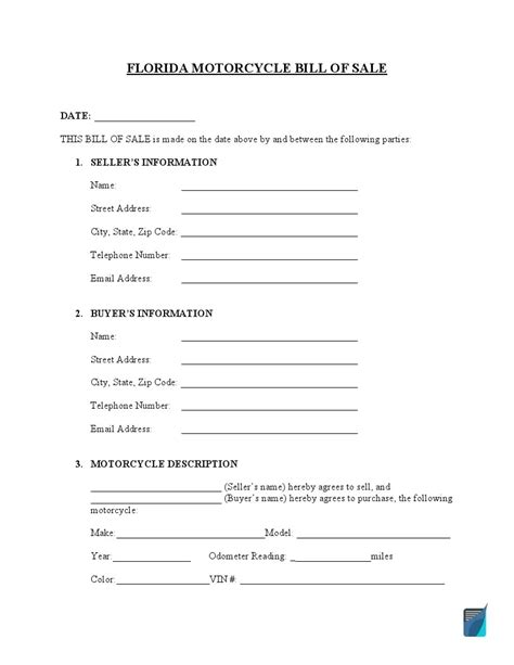 Free Florida Bill Of Sale Forms 3 Pdf Eforms Free Florida Dmv Bill Of