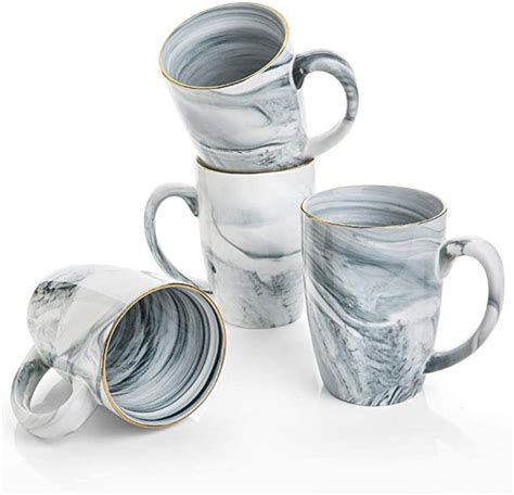 Handmade Marble Ceramic Coffee Mugs Set Of Oz Etsy