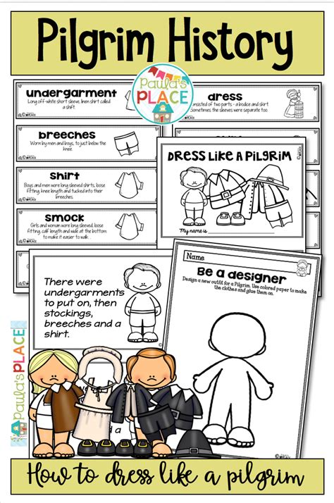 Pilgrim Dress Like A Pilgrim Word Wall Cards October Teaching Ideas