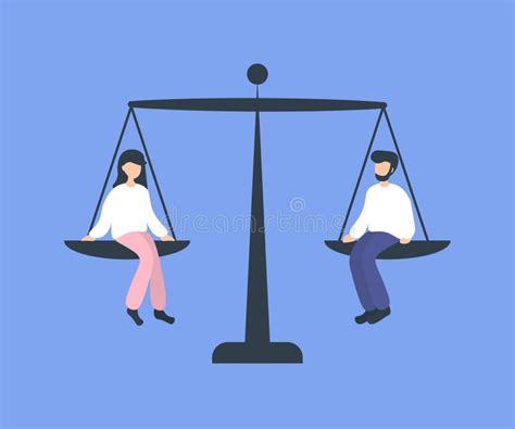 Gender Equality Woman Weighing Dishes Of Balance Stock Vector