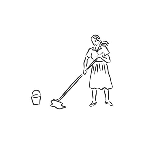 Premium Vector Cleaning Lady Vector Sketch Illustration