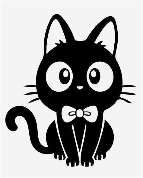 A Black Cat With A Bow Tie Sitting Down