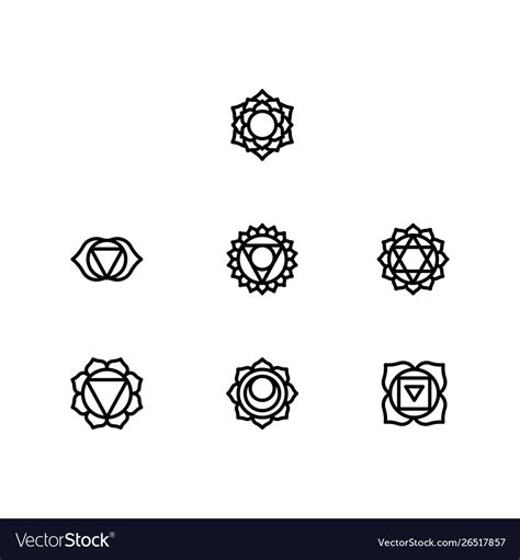 Chakra Symbols Set Spiritual Royalty Free Vector Image