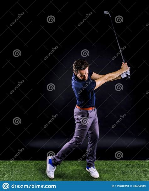 Hitting The Perfect Golf Shot Stock Image Image Of Person Isolated 179202391
