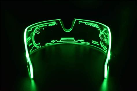 green vaporwave led visor glasses perfect for cosplay and etsy