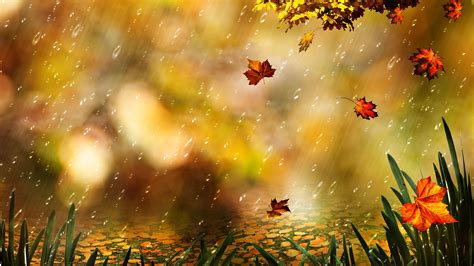 Wonderful Rain In The Autumn Season Painting