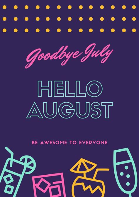 goodbye july hello august image | Hello august, Hello august images, August images