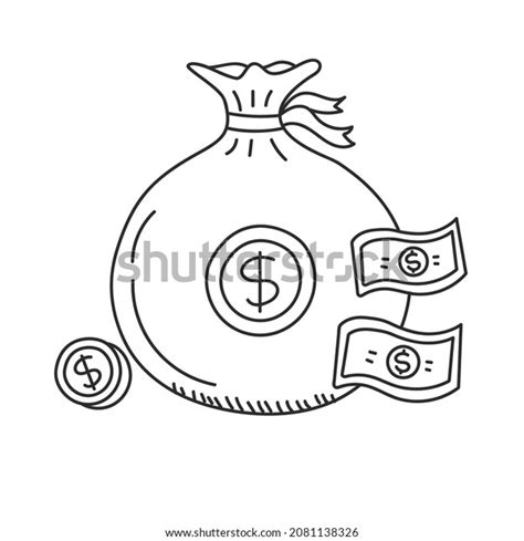 Bag Money Vector Illustration Doodle Drawing เวกเตอร์สต็อก ปลอดค่า