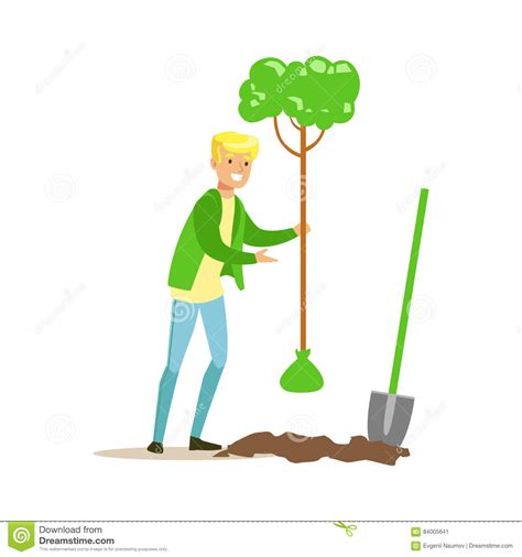 Man Planting A Tree , Contributing Into Environment Preservation By ...