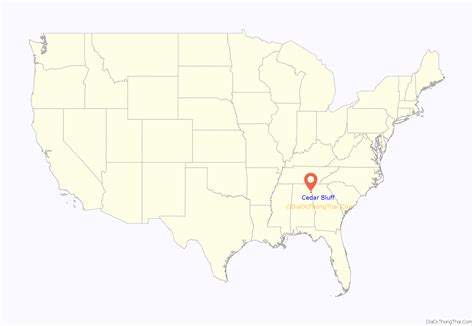 Map Of Cedar Bluff Town Alabama