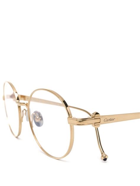 Cartier Pasha Round Frame Glasses In Gold Modesens