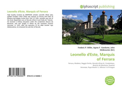 Leonello d'Este, Marquis of Ferrara, 978-613-2-56886-1, 6132568867 ...