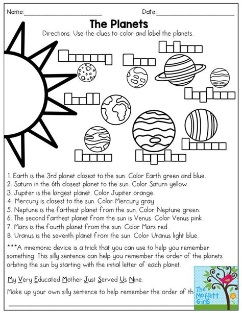 November Fun Fill Learning Resources Science Worksheets Space